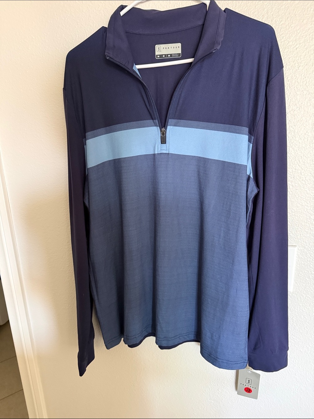 PGA TOUR Navy and Light Blue Quarter-Zip Pullover
